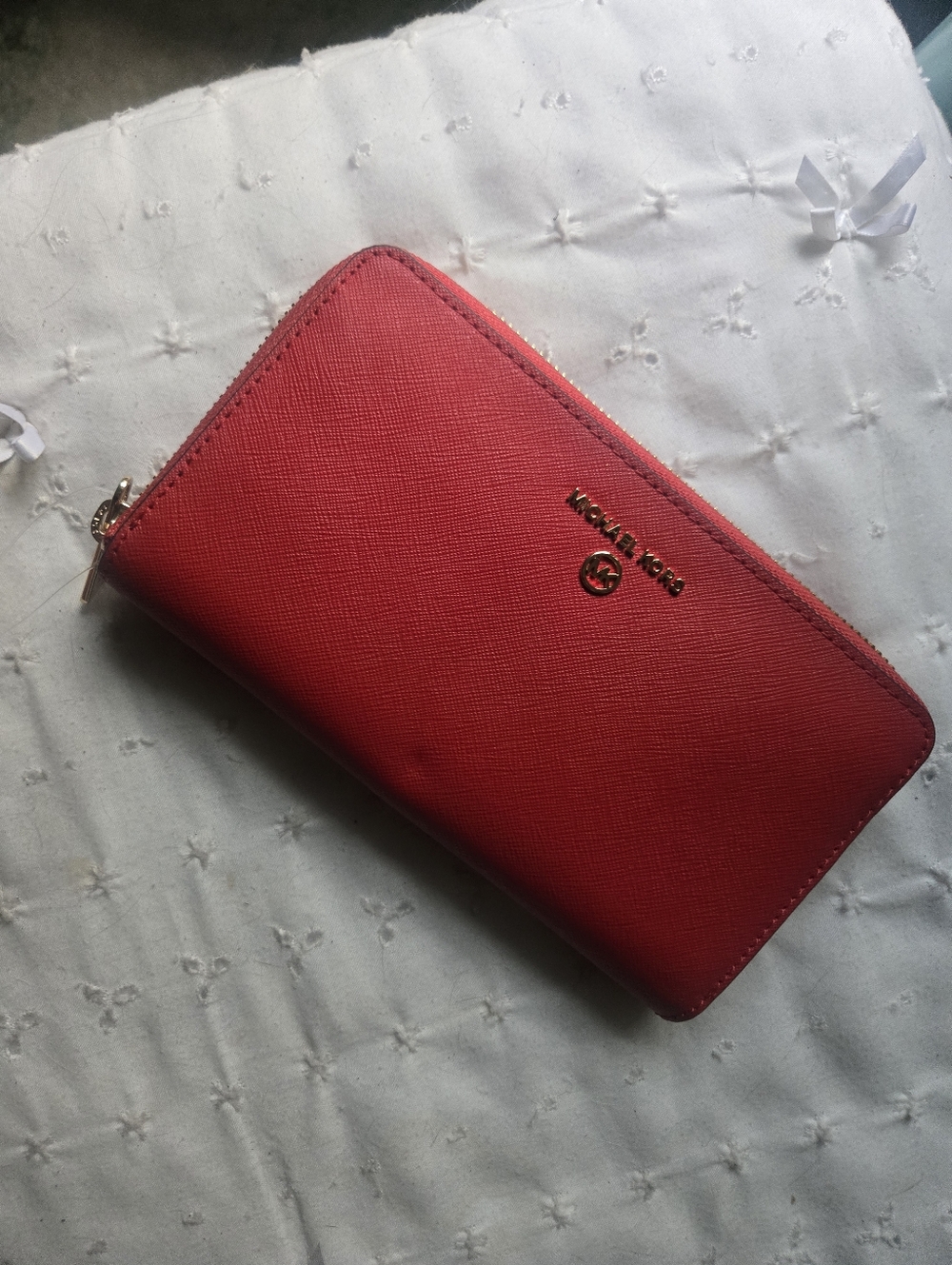 Michael Kors Red Zip-Around Leather Wallet